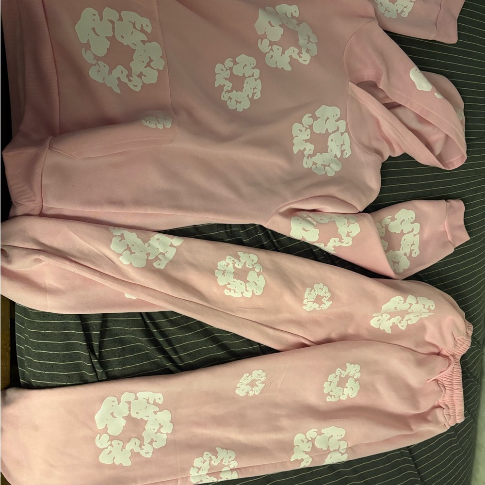 1:1 pink denim tears set